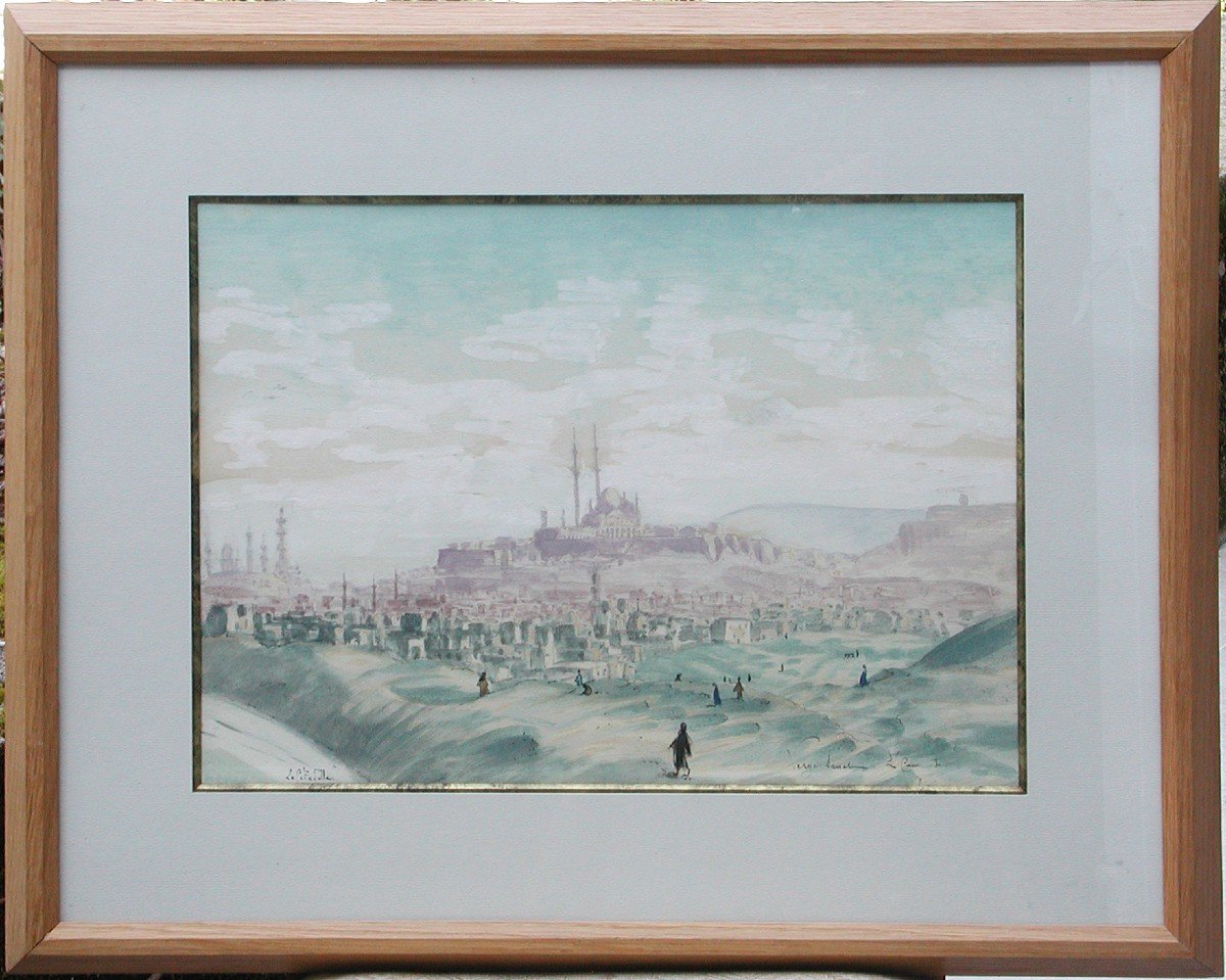 Henri VERGE SARRAT "Le Caire, la Citadelle" 1930 Aquarelle 30x41